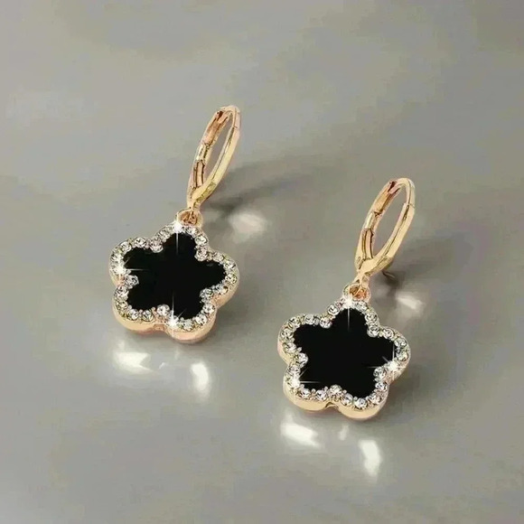 Sparkle Floral Rhinestones Dangle Earrings - Picture 1 of 5